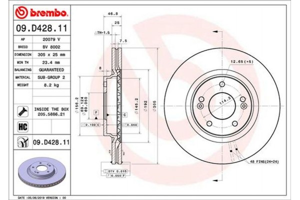 Brembo Δισκόπλακα - 09.D428.11 Brembo Δισκόπλακα - 09.D428.11