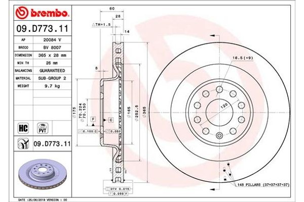 Brembo Δισκόπλακα - 09.D773.11