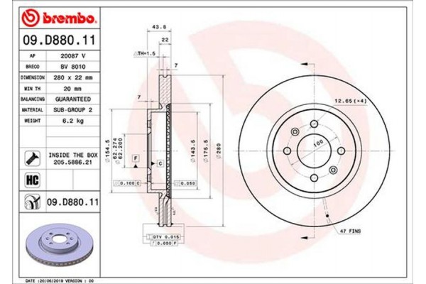 Brembo Δισκόπλακα - 09.D880.11 Brembo Δισκόπλακα - 09.D880.11