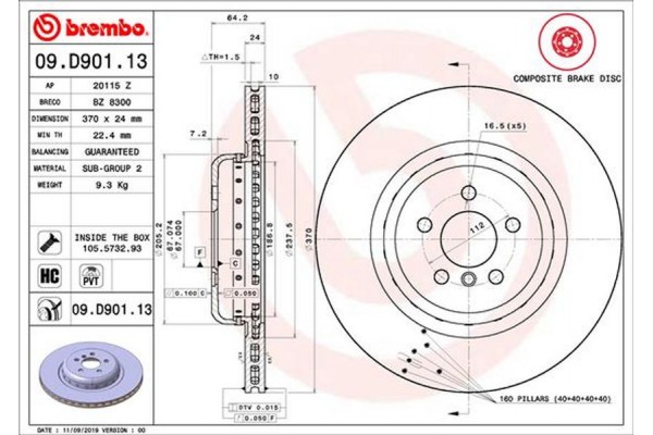 Brembo Δισκόπλακα - 09.D901.13 Brembo Δισκόπλακα - 09.D901.13