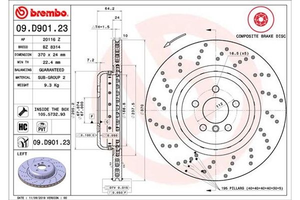 Brembo Δισκόπλακα - 09.D901.23