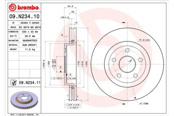 Brembo Δισκόπλακα - 09.N234.11