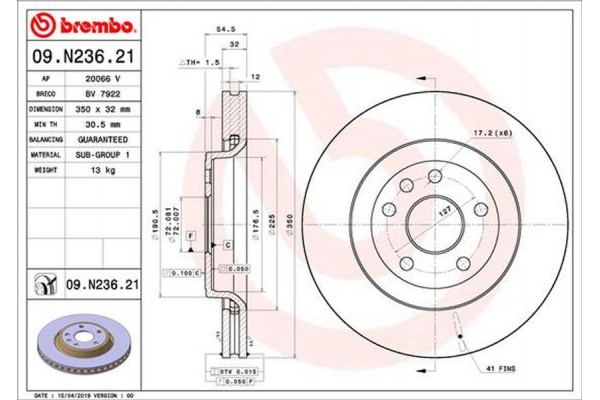 Brembo Δισκόπλακα - 09.N236.21 Brembo Δισκόπλακα - 09.N236.21