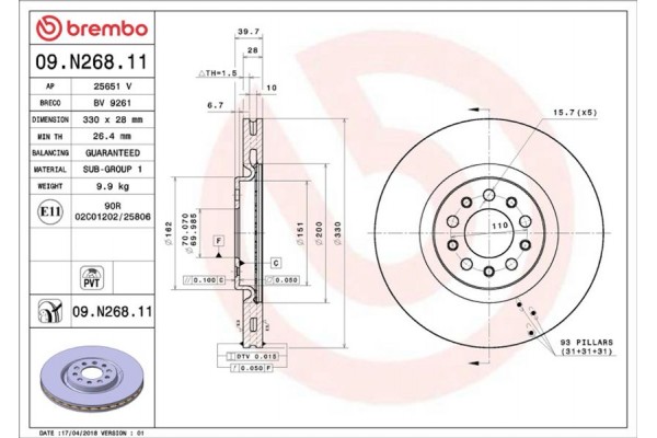 Brembo Δισκόπλακα - 09.N268.11