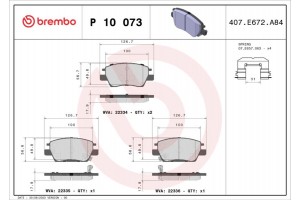 Brembo Σετ τακάκια, Δισκόφρενα - P 10 073