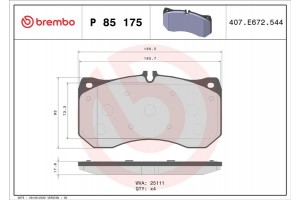 Brembo Σετ τακάκια, Δισκόφρενα - P 85 175