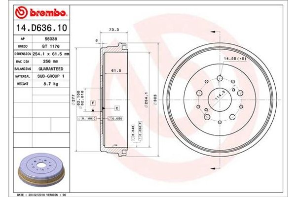 Brembo Ταμπούρο - 14.D636.10