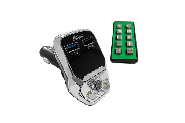 Fm Transmitter Με Bluetooth, Φορτιστής 2 USB, Οθόνη Lcd Και Τηλεχειριστήριο Als-A688 24 Volt Ασημί-Μαύρο 1 Τεμάχιο