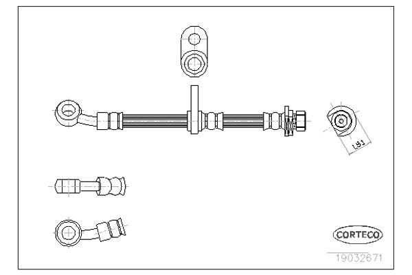 Corteco Ελαστικός Σωλήνας Φρένων - 19032671