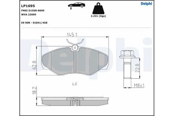 Delphi Σετ τακάκια, Δισκόφρενα - LP1695