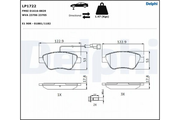 Delphi Σετ τακάκια, Δισκόφρενα - LP1722