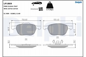 Delphi Σετ τακάκια, Δισκόφρενα - LP1869