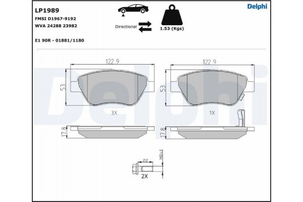 Delphi Σετ τακάκια, Δισκόφρενα - LP1989