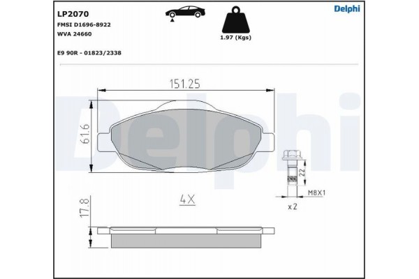 Delphi Σετ τακάκια, Δισκόφρενα - LP2070