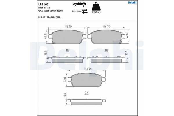 Delphi Σετ τακάκια, Δισκόφρενα - LP2167