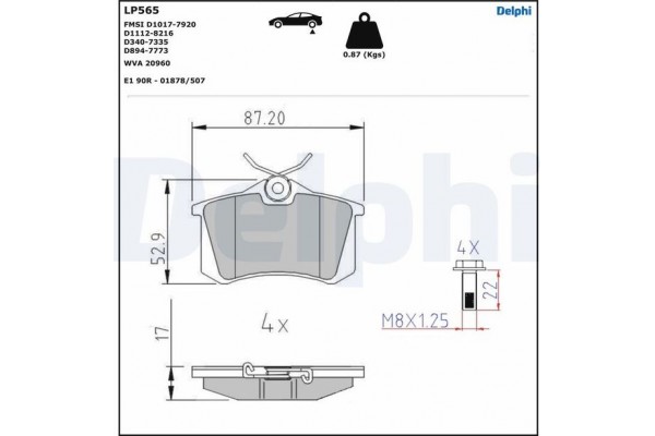 Delphi Σετ τακάκια, Δισκόφρενα - LP565