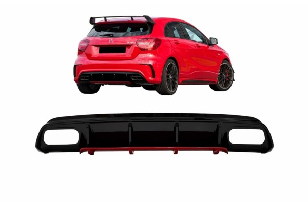 Διαχύτης Πίσω Προφυλακτήρα Κατάλληλος Για Mercedes A-Class W176 Facelift (2015-2018) A45 Design Red Edition