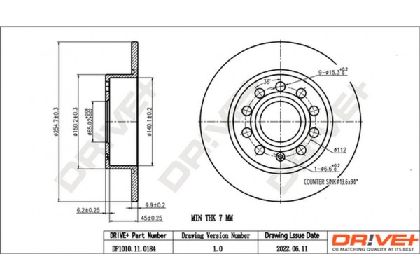 Dr!ve+ Δισκόπλακα - DP1010.11.0184 Dr!ve+ Δισκόπλακα - DP1010.11.0184