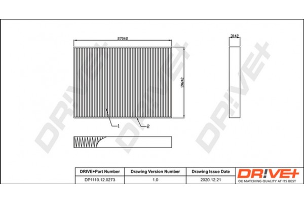 Dr!ve+ Φίλτρο, Αέρας Εσωτερικού Χώρου - DP1110.12.0273 Dr!ve+ Φίλτρο, Αέρας Εσωτερικού Χώρου - DP1110.12.0273