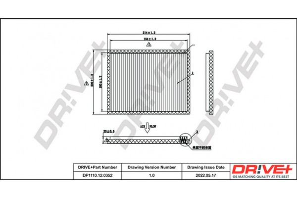 Dr!ve+ Φίλτρο, Αέρας Εσωτερικού Χώρου - DP1110.12.0352