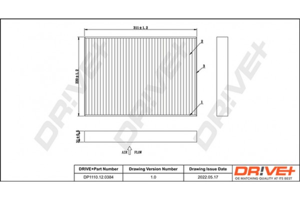 Dr!ve+ Φίλτρο, Αέρας Εσωτερικού Χώρου - DP1110.12.0384
