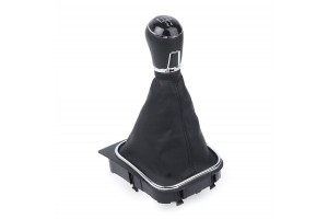 Leather Luxe Δερμάτινη Φούσκα Με Πόμολο 5-6 Ταχυτήτων Μαύρο Για Volkswagen Αεριζόμενο Golf 5 6 - Jetta