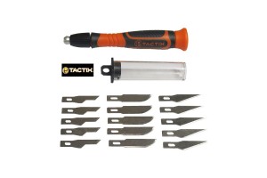 Κοπίδι Με Αντιολισθητική Λαβή Και 15 Λάμες Ξυλογλυπτικής Tactix 545291 Σετ 17 Τεμαχίων