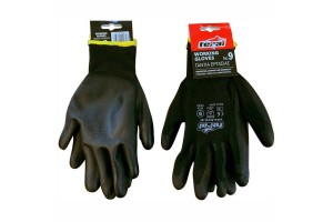 Γάντια Εργασίας Πολυεστέρα / Pu No9 - Large Μαύρα 2 Τεμάχια