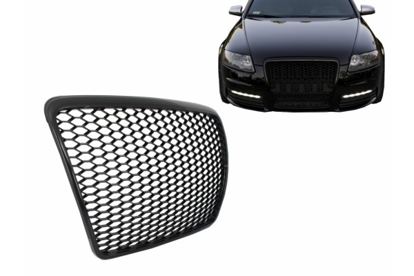 Μπροστινή Μάσκα Χωρίς Σήμα Κατάλληλη Για Audi A6 4F 4F2 C6 (2004-2011) Rs Design Black