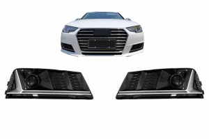 Κάτω Μάσκα Προφυλακτήρα Acc Καλύμματα Πλαϊνών Γρίλιων Κατάλληλα Για Audi A4 B9 Sedan Avant (2016-2018) RS4 Design Silver Edition