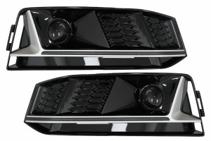 Κάτω Μάσκα Προφυλακτήρα Acc Καλύμματα Πλαϊνών Γρίλιων Κατάλληλα Για Audi A4 B9 S-Line Sedan Avant (2016-2018) RS4 Design Silver Edition