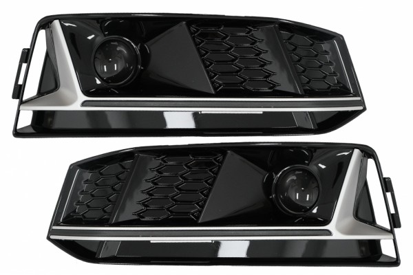 Κάτω Μάσκα Προφυλακτήρα Acc Καλύμματα Πλαϊνών Γρίλιων Κατάλληλα Για Audi A4 B9 S-Line Sedan Avant (2016-2018) RS4 Design Silver Edition