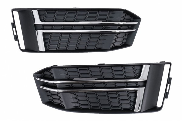 Καλύμματα Κάτω Μάσκας Προφυλακτήρα Για Πλευρικές Γρίλιες Κατάλληλα Για Audi A4 B9 Sedan Avant (2016-2018) S-Line Silver Edition