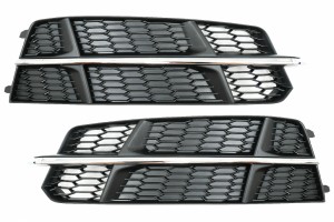 Καλύμματα Κάτω Μάσκας Προφυλακτήρα Για Πλευρικές Γρίλιες Κατάλληλα Για Audi A6 C7 4G S-Line Facelift (2015-2018) Μαύρο Χρώμιο