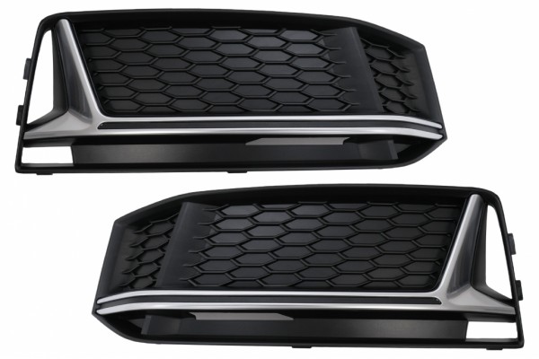 Κάτω Μάσκα προφυλακτήρα, Πλευρικές Γρίλιες Κατάλληλες Για Audi A4 B9 Sedan Avant S-Line (2016-2018) RS4 Design Silver Edition