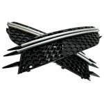 Καλύμματα Πλαϊνών Γρίλιων Προφυλακτήρα Κατάλληλα Για Audi A6 C7 4G (2012-2015) Rs Design Black Με Ένθετα Βουρτσισμένου Αλουμινίου