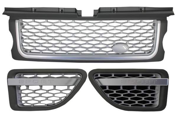 Κεντρική Μάσκα Και Πλευρικοί Αεραγωγοί Κατάλληλο Για Land Range Rover Sport L320 (2005-2008) Autobiography Look Silver Edition Κεντρική Μάσκα Και Πλευρικοί Αεραγωγοί Κατάλληλο Για Land Range Rover Sport L320 (2005-2008) Autobiography Look Silver Edition