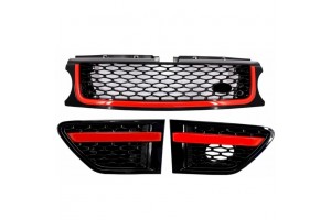 Κεντρική Μάσκα Και Πλευρικοί Αεραγωγοί Κατάλληλο Για Land Range Rover Sport L320 Facelift (2010-2013) Autobiography Look Black Red Edition