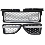 Κεντρική Μάσκα Και Πλευρικοί Αεραγωγοί Κατάλληλο Για Land Range Rover Sport L320 (2005-2008) Autobiography Look Black Silver Edition