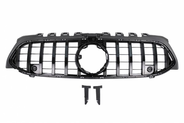 Κεντρική Μάσκα Κατάλληλη Για Mercedes A-Class W177 Hatchback V177 Sedan (04.2018-2022) GT-R Panamericana Design All Black