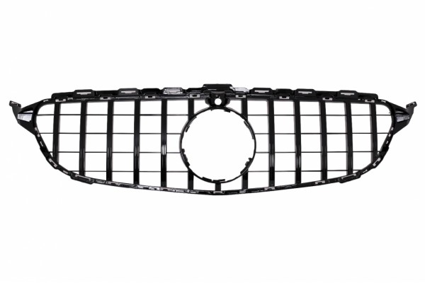 Κεντρική Μάσκα Κατάλληλη Για Mercedes C-Class W205 S205 C205 (2014-2018) GT-R Panamericana Design Μαύρο Με Κάμερα 360 Μοιρών