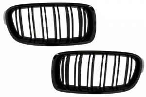 Κεντρικές Γρίλιες Νεφρών Κατάλληλες Για Bmw Σειρά 3 F30 F31 (2011-2019) Διπλή Ρίγα M Design Piano Black