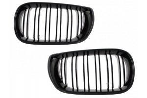 Κεντρικές Γρίλιες Νεφρών Κατάλληλες Για Bmw Σειρά 3 E46 Facelift (10.2001-2005) Double Stripe M Design Piano Black