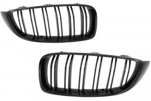 Κεντρικές Γρίλιες Νεφρών Κατάλληλες Για Bmw Σειρά 4 F32 F33 F36 (2013-03.2019) Διπλή Ρίγα M Design Piano Black