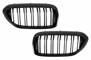 Κεντρικές Γρίλιες Νεφρών Κατάλληλες Για Bmw Σειρά 5 G30 G31 Sedan Touring (2017-2019) Διπλή Ρίγα M Design Piano Black