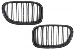 Κεντρικές Γρίλιες Νεφρών Κατάλληλες Για Bmw Σειρά 7 F01 F02 F03 (2008-2015) Διπλή Ρίγα M Design Piano Black