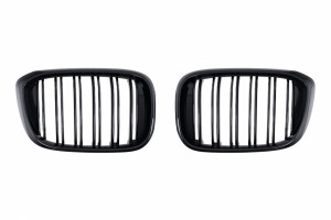 Κεντρικές Γρίλιες Νεφρών Κατάλληλες Για Bmw X3 G01 (11.2017-2021) X4 G02 (02.2018-2021) Διπλή Ρίγα Σε Μαύρο Χρώμα Πιάνου