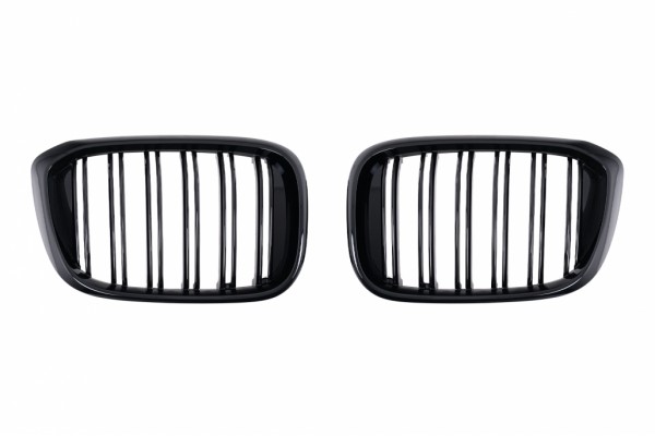 Κεντρικές Γρίλιες Νεφρών Κατάλληλες Για Bmw X3 G01 (11.2017-2021) X4 G02 (02.2018-2021) Διπλή Ρίγα Σε Μαύρο Χρώμα Πιάνου