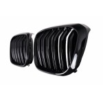 Κεντρικές Γρίλιες Νεφρών Κατάλληλες Για Bmw X3 G01 (11.2017-2021) X4 G02 (02.2018-2021) Διπλή Ρίγα Σε Μαύρο Χρώμα Πιάνου