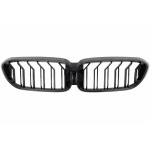 Κεντρικές Γρίλιες Νεφρών Με Led Κατάλληλες Για Bmw Σειρά 5 G30 G31 Sedan Touring (2017-2019) Με Διπλή ρίγα, Σχέδιο Πιάνου Μαύρο